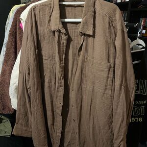Impressions Brown Button Down Shirt